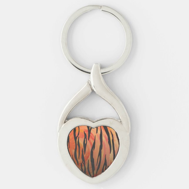 Tiger Hot orange und Black Print Schlüsselanhänger (Vorderseite)