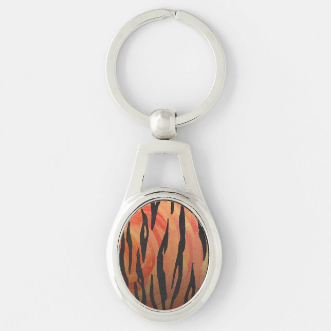 Tiger Hot orange und Black Print Schlüsselanhänger (Vorderseite)