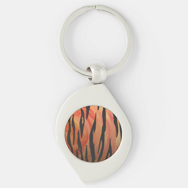 Tiger Hot orange und Black Print Schlüsselanhänger (Vorderseite)