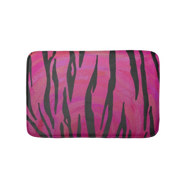 Tiger Hot Pink und Black Print Badematte (Vorderseite)