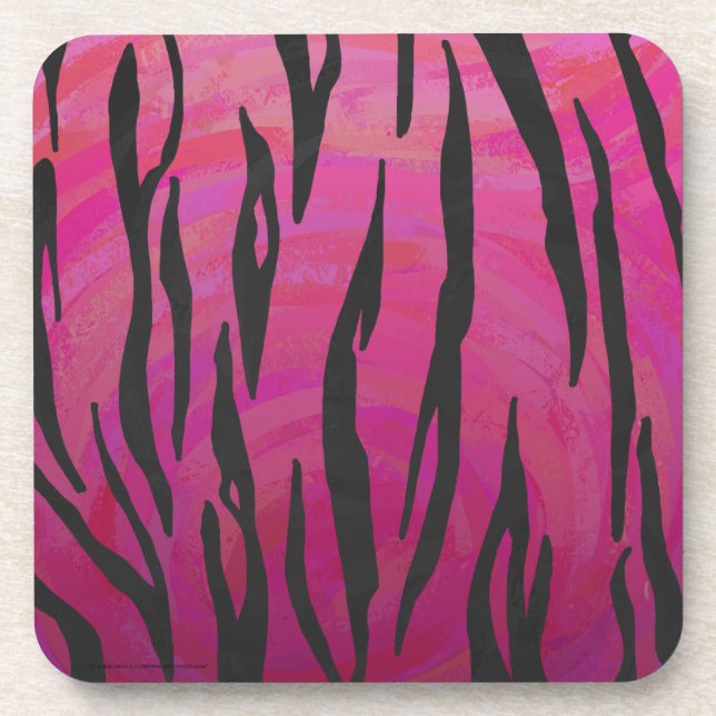 Tiger Hot Pink und Black Print Getränkeuntersetzer (Vorderseite)