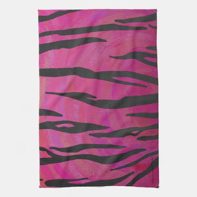 Tiger Hot Pink und Black Print Küchentuch (Vertikal)
