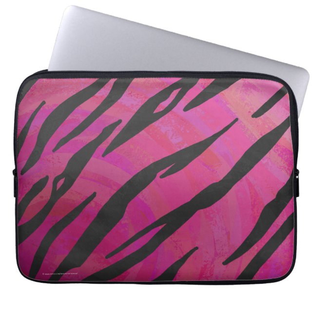 Tiger Hot Pink und Black Print Laptopschutzhülle (Vorderseite)