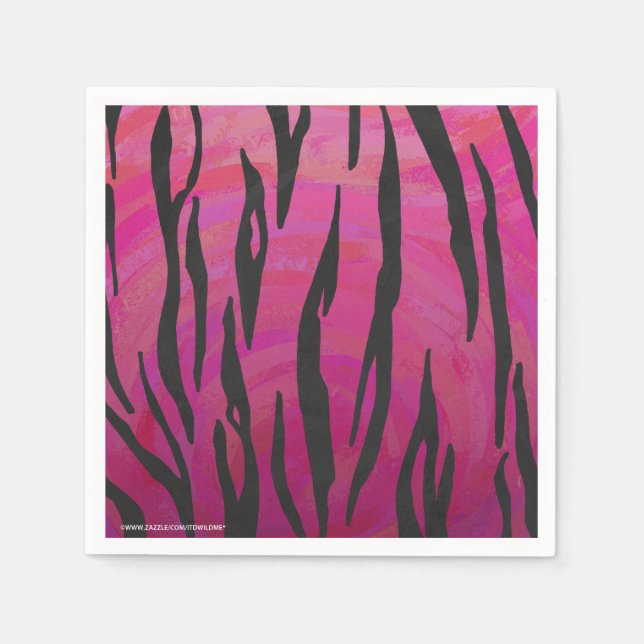 Tiger Hot Pink und Black Print Serviette (Vorderseite)
