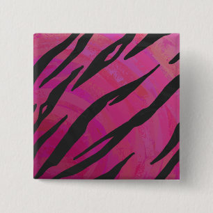 Tiger Hot Pink und Schwarz Druck Button