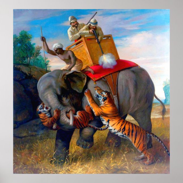Tiger Hunting Briton Rivière 1920 Poster (Vorne)