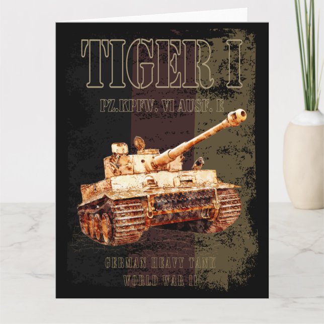 Tiger I - Deutscher Hochtank WWII mit deutscher Fl Dankeskarte (Vorderseite)