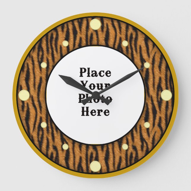 Tiger Ihr Foto Wall Clock Große Wanduhr (Vorderseite)
