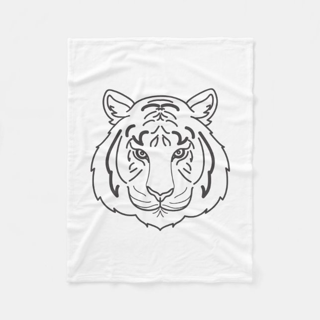 Tiger Illustration Fleecedecke (Vorderseite)