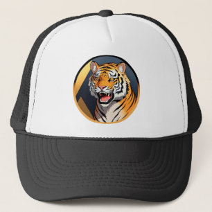Tiger-Illustration mit intensem Ausdruck Truckerkappe