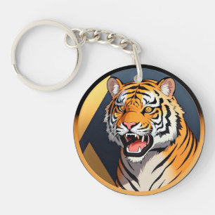 Tiger-Illustration mit intensivem Ausdruck Schlüsselanhänger