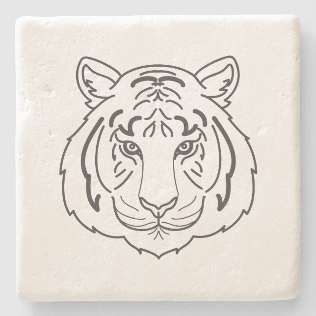 Tiger Illustration Steinuntersetzer (Vorderseite)