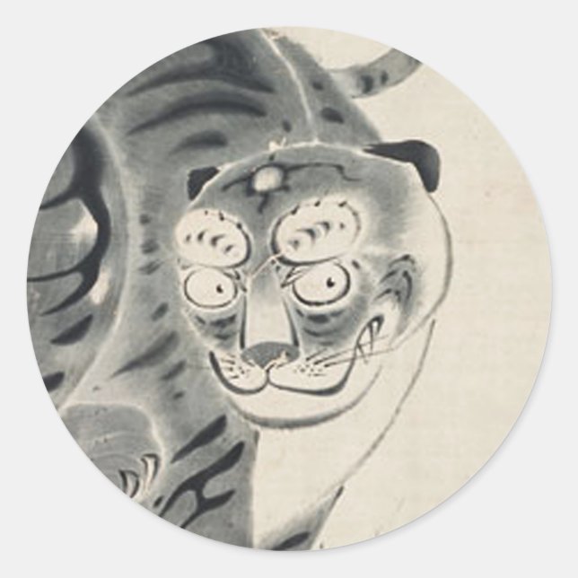 Tiger Illustration von Ito Jakuchu Runder Aufkleber (Vorderseite)
