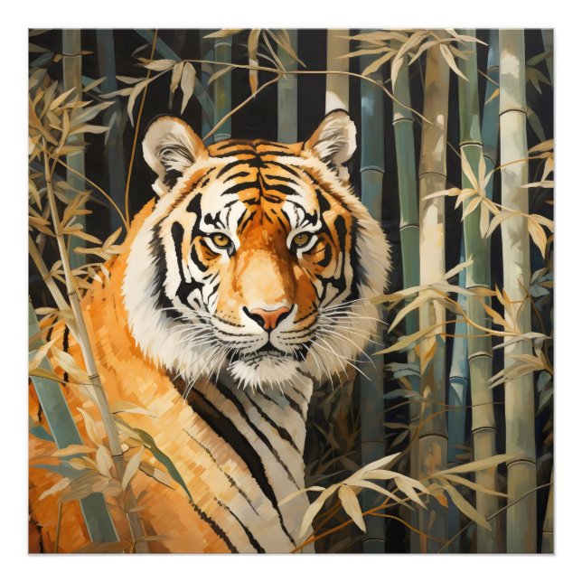 Tiger im Bambuswald Fotodruck (Vorne)