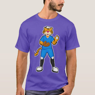 Tiger im Baseball mit Baseballhandschuh-Cap T-Shirt