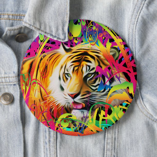Tiger im Dschungel Knopf Button