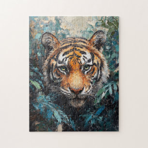 Tiger im Dschungel-Porträtgemälde