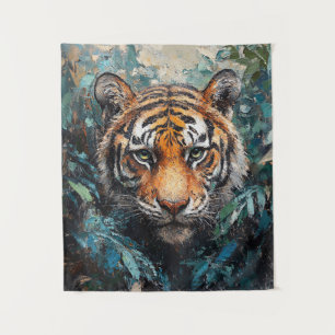 Tiger im Dschungel-Porträtgemälde Wandteppich