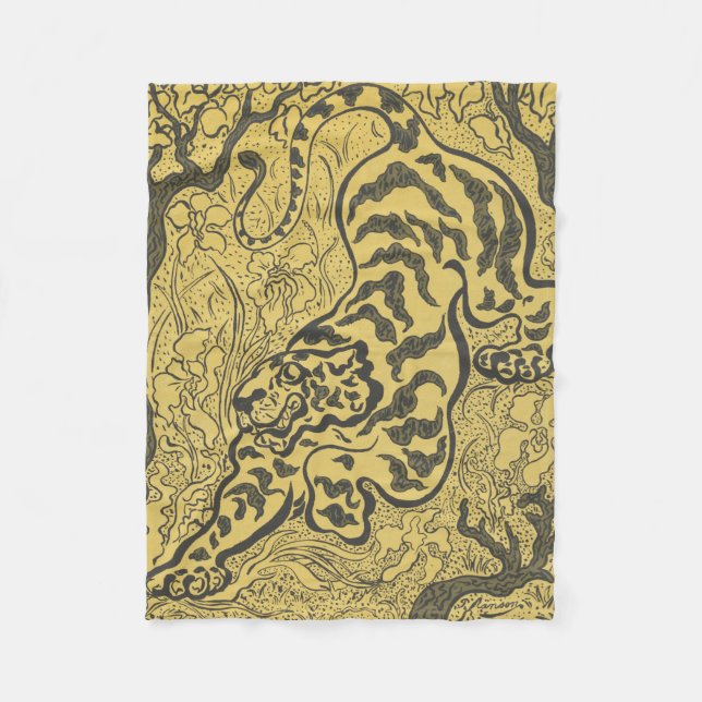 Tiger im Dschungel (Wild Animal) (von Paul Ranson) Fleecedecke (Vorderseite)