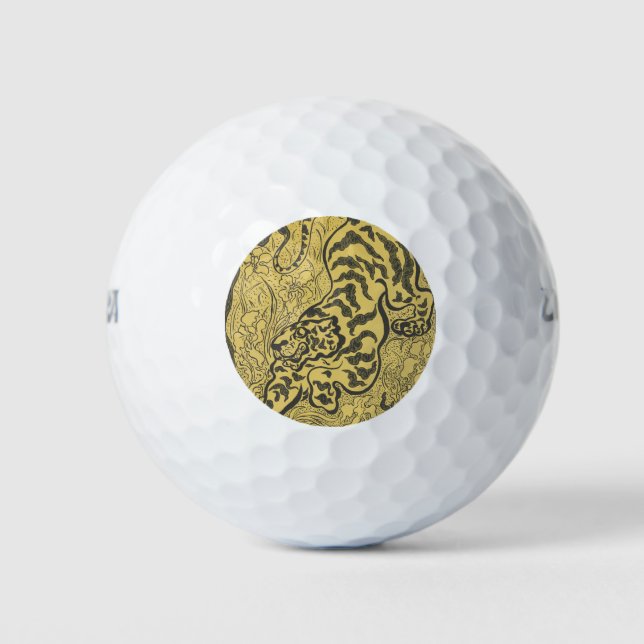 Tiger im Dschungel (Wild Animal) (von Paul Ranson) Golfball (Vorderseite)