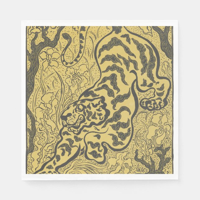 Tiger im Dschungel (Wild Animal) (von Paul Ranson) Serviette (Vorderseite)