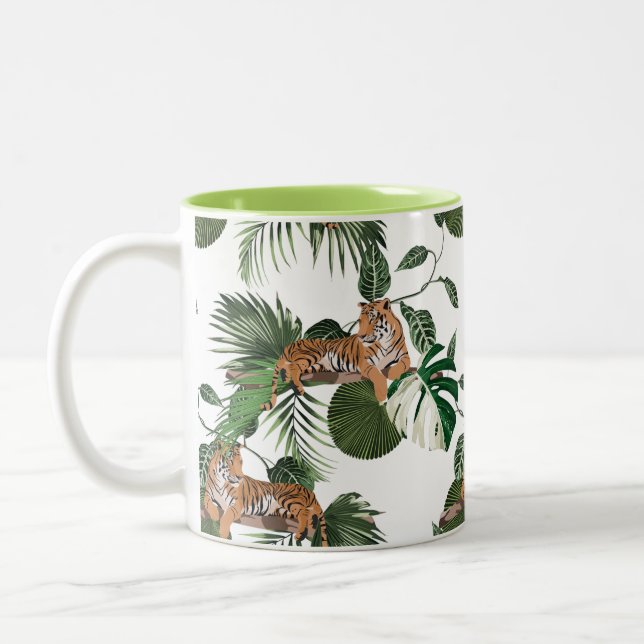 Tiger im Dschungel Zweifarbige Tasse (Links)