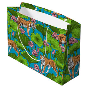 Tiger im rosa Lotusteich Große Geschenktüte