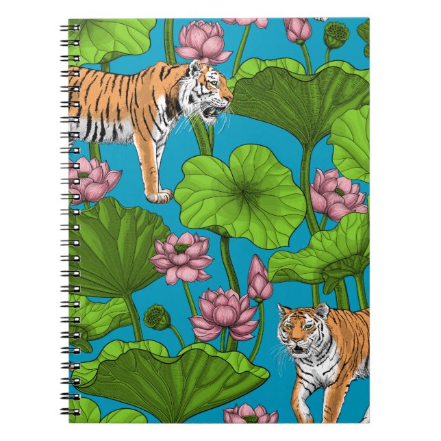 Tiger im rosa Lotusteich Notizblock (Vorderseite)