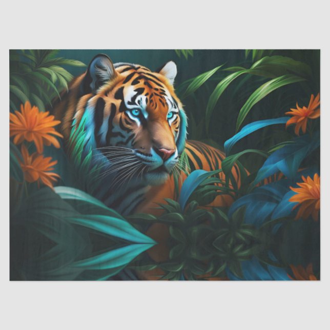 Tiger im tropischen Dschungel Seidenpapier (Vorderseite)