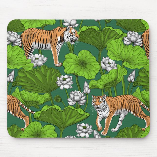 Tiger im weißen Lotusteich Mousepad (Vorne)