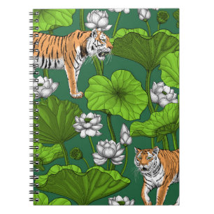 Tiger im weißen Lotusteich Notizblock