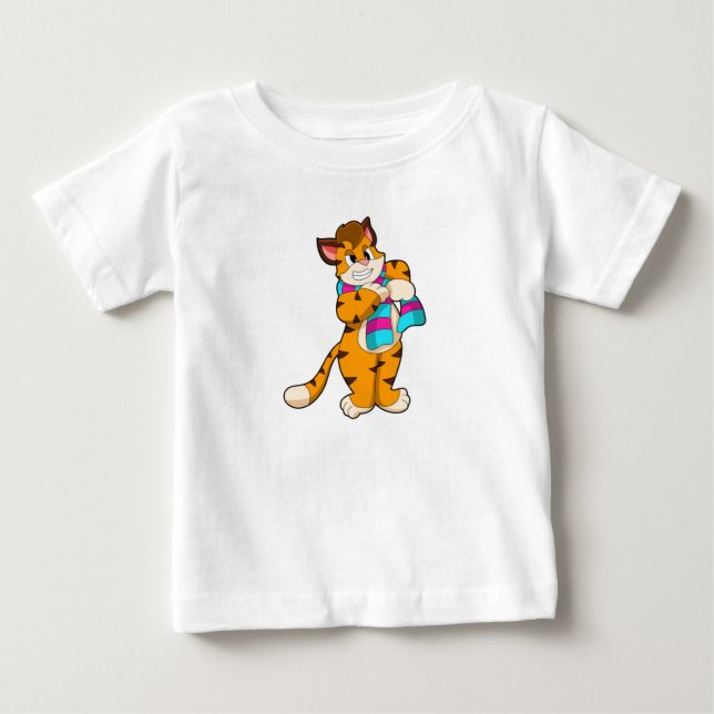 Tiger im Winter mit Scarf Baby T-shirt (Vorderseite)
