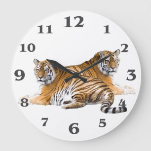 Tiger image for Round-Large-Wall-Clock Große Wanduhr