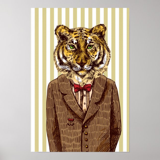 Tiger in Abend Wear Poster (Vorne)