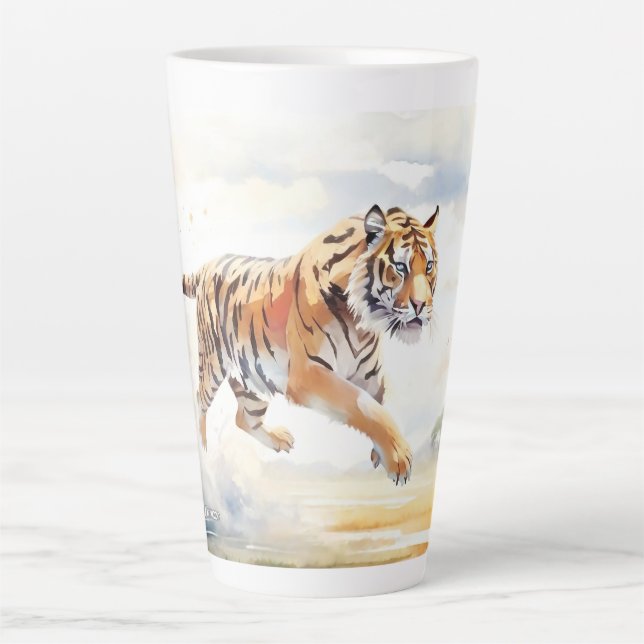 Tiger in Aktion 2 Milchtasse (Vorderseite)