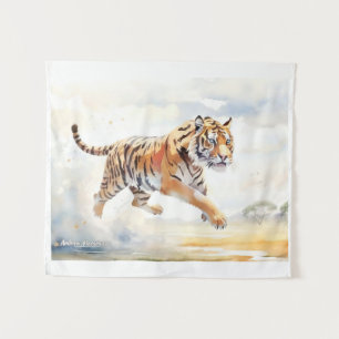 Tiger in Aktion 2 Wandteppich