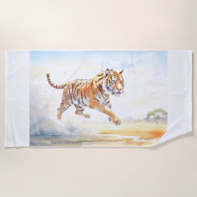 Tiger in Aktion 3 Strandtuch (Vorderseite)