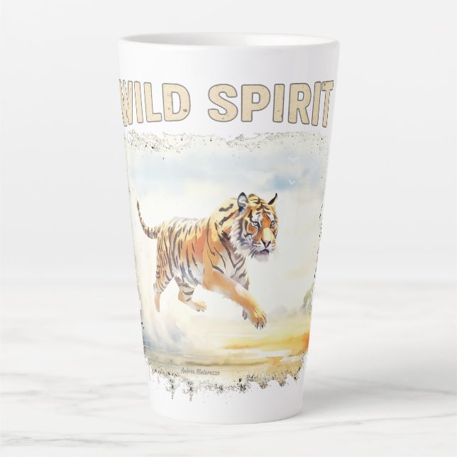 Tiger in Aktion - Wilder Geist Milchtasse (Vorderseite)