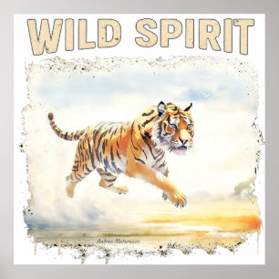 Tiger in Aktion - Wilder Geist Poster