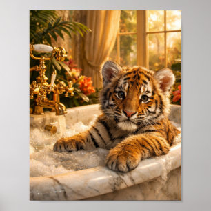 Tiger in Badewanne Wandkunst – Luxus-Tierposter, Poster