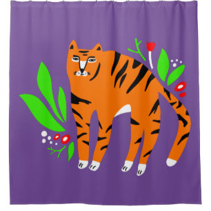 Tiger in Blume Duschvorhang
