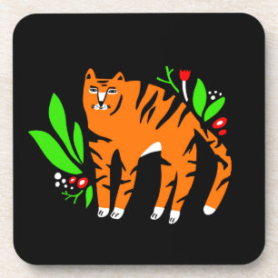 Tiger in Blume Getränkeuntersetzer