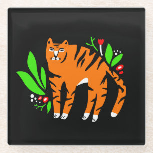 Tiger in Blume Glasuntersetzer