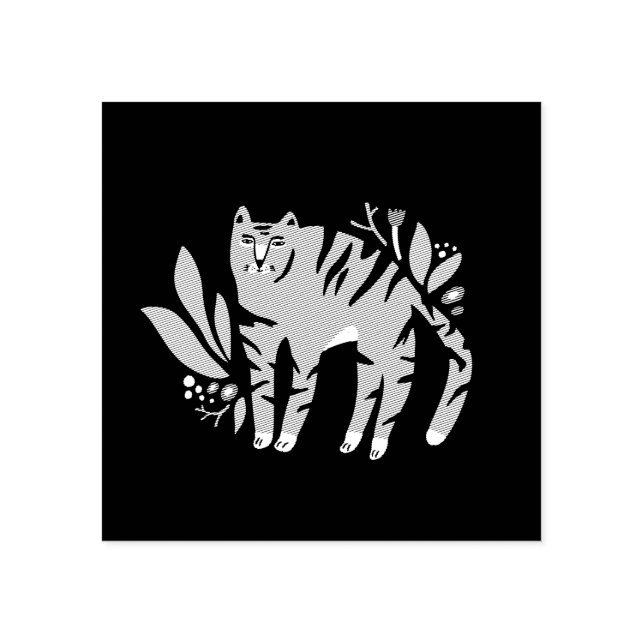 Tiger in Blume Gummistempel (Prägung)