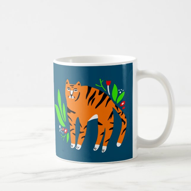Tiger in Blume Kaffeetasse (Rechts)