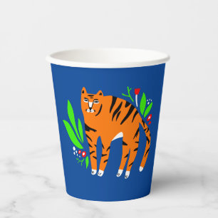 Tiger in Blume Pappbecher