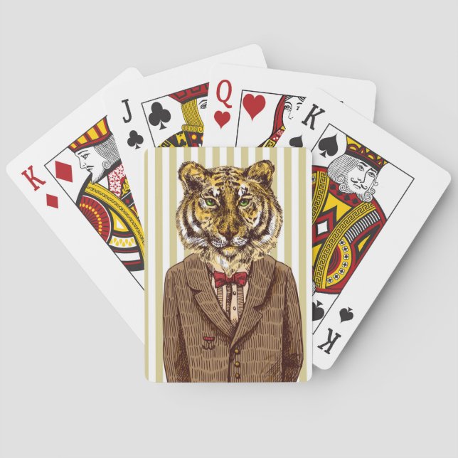 Tiger in der Abends-Abnutzung Spielkarten (Rückseite)