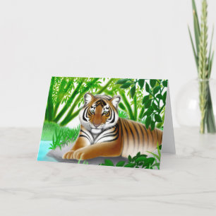 Tiger in der Bambusdschungel-Gruß-Karte Karte