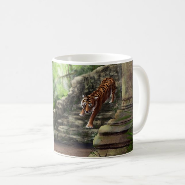 Tiger in der Dschungel-Tasse Kaffeetasse (VorderseiteRechts)