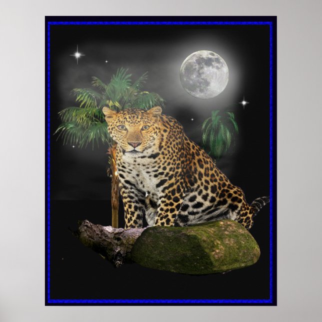 Tiger in der Nachtposter Poster (Vorne)